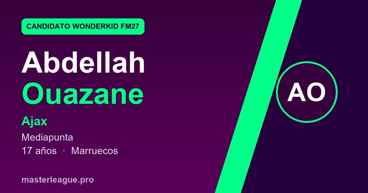 Tarjeta de Abdellah Ouazane, candidato a wonderkid de FM27