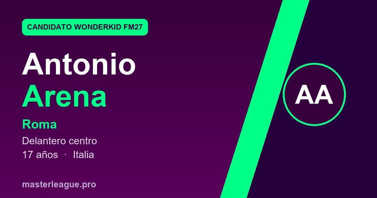 Tarjeta de Antonio Arena, candidato a wonderkid de FM27