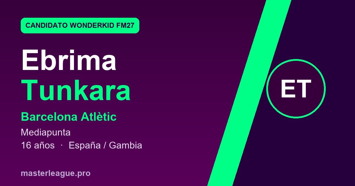 Tarjeta de Ebrima Tunkara, candidato a wonderkid de FM27