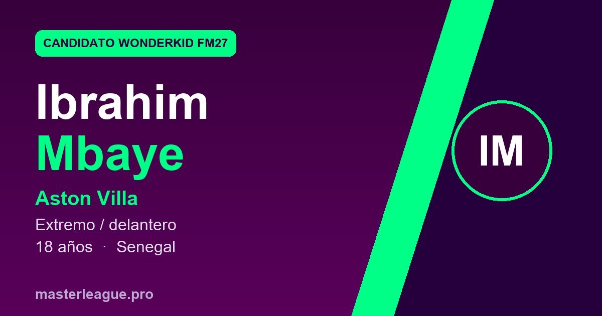 Tarjeta de Ibrahim Mbaye, candidato a wonderkid de FM27