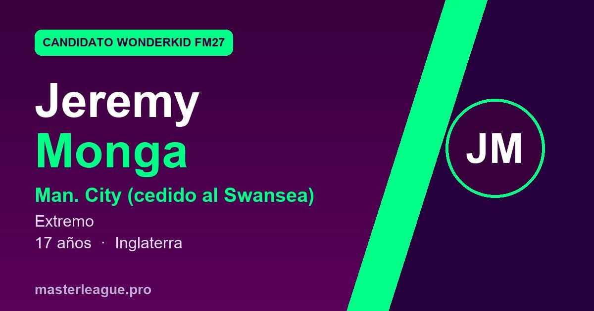 Tarjeta de Jeremy Monga, candidato a wonderkid de FM27