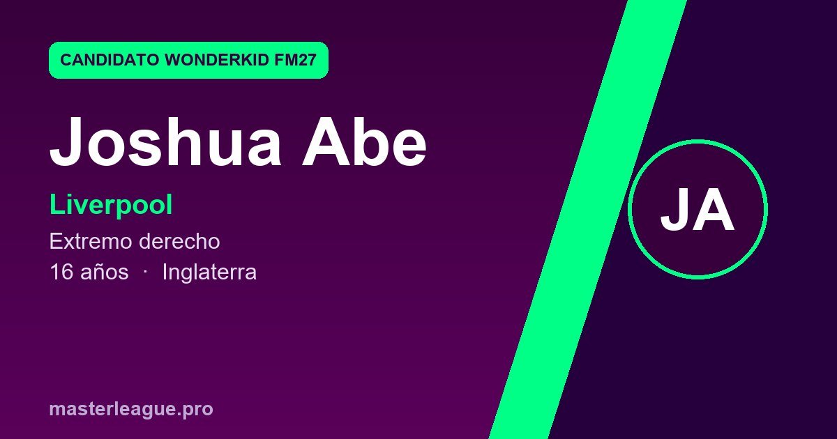Tarjeta de Joshua Abe, candidato a wonderkid de FM27
