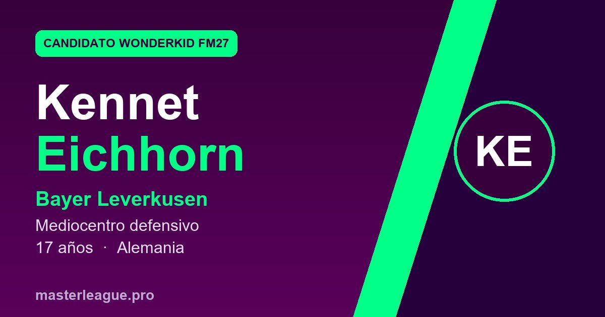 Tarjeta de Kennet Eichhorn, candidato a wonderkid de FM27