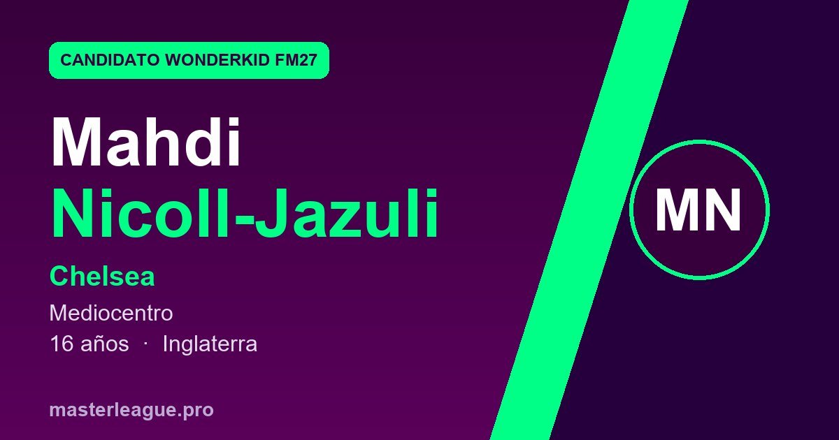 Tarjeta de Mahdi Nicoll-Jazuli, candidato a wonderkid de FM27