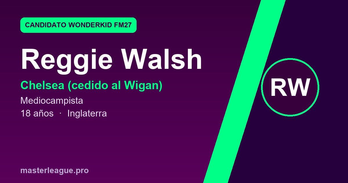 Tarjeta de Reggie Walsh, candidato a wonderkid de FM27