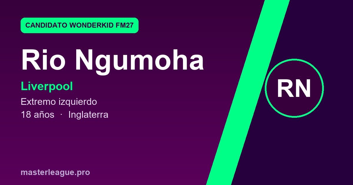 Tarjeta de Rio Ngumoha, candidato a wonderkid de FM27